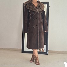 Manteau, taille 36, long en daim – marron