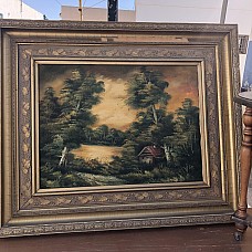Grand tableau paysage encadré style classique