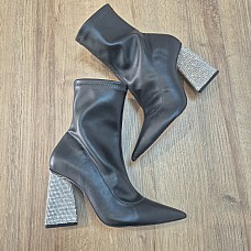 Bottines cuir noir – pointure 36 – talon strass – SCHUTZ