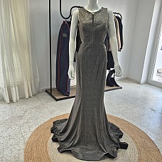 Robe - taille 36 - scintillante gris argenté – coupe sirène