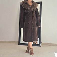 Manteau, taille 36, long en daim – marron
