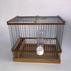 Cage à oiseaux en bois avec tiroir amovible et mangeoire