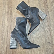 Bottines cuir noir – pointure 36 – talon strass – SCHUTZ