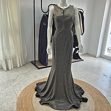 Robe - taille 36 - scintillante gris argenté – coupe sirène